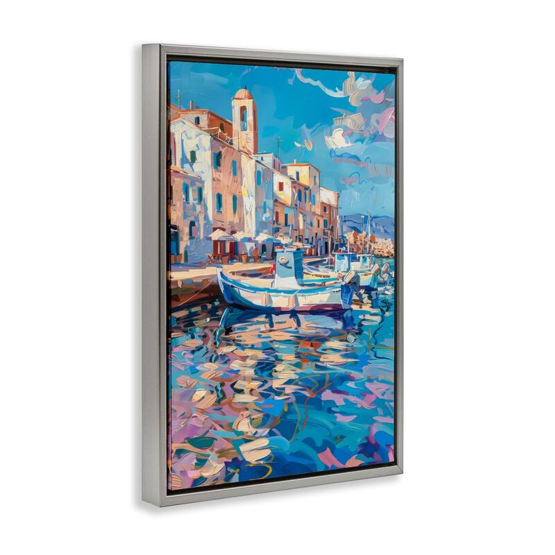 Stupell Coastal City Harbor Framed Floater Canvas Wall Art Design By LSR Design Studio