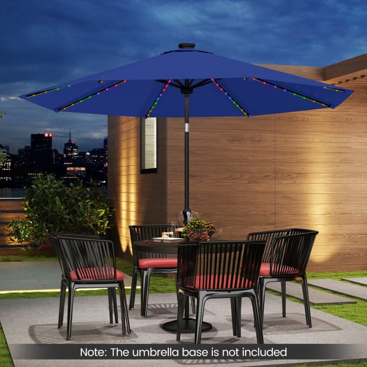Polyester Metal Solar Patio Umbrella with LED Lights