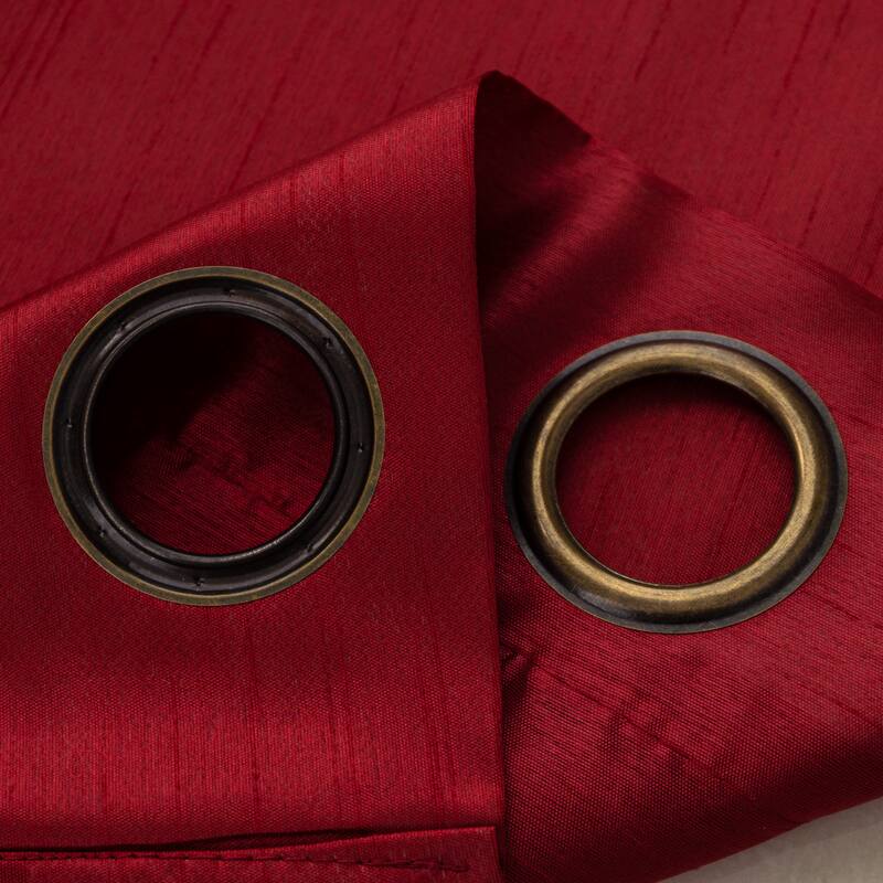 Nancy Faux Silk Window Curtain Panel Set