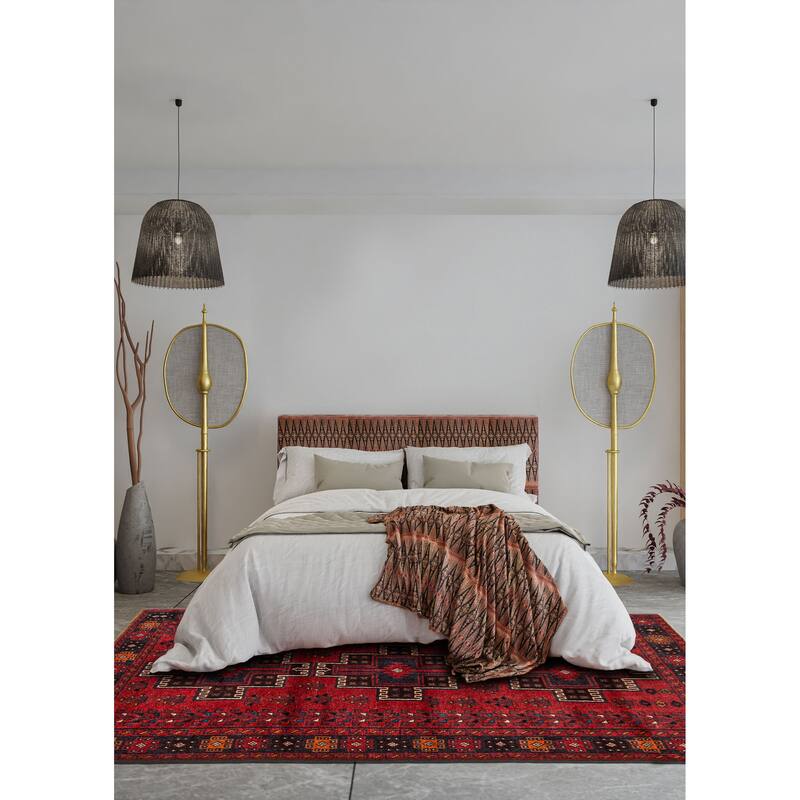 ECARPETGALLERY Hand-knotted Baluch Red Wool Rug - 3'7 x 5'10