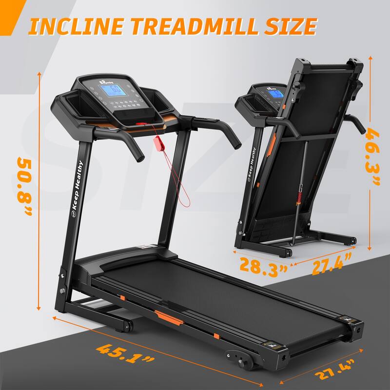 Foldable Treadmill with Incline, Folding Treadmill for Home Electric Treadmill Workout Running Machine, Handrail Controls Speed