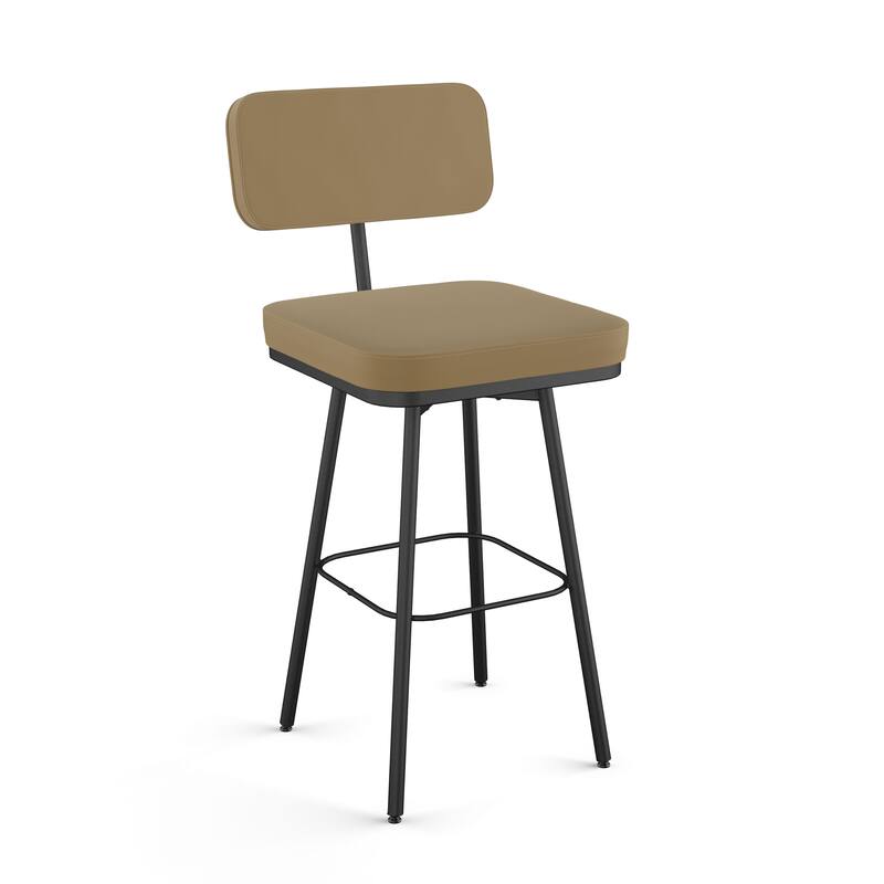 Amisco Tereza Swivel Counter and Bar Stool - Desert Tan Faux Leather / Black Metal - Bar Height