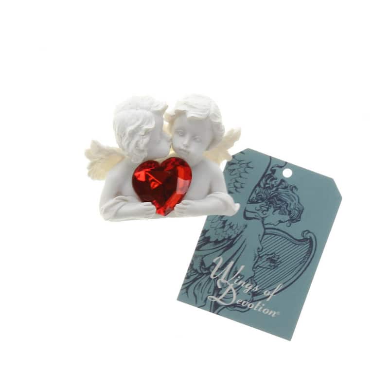 Two in Love Cherub Figurine - 2.75" - White and Red
