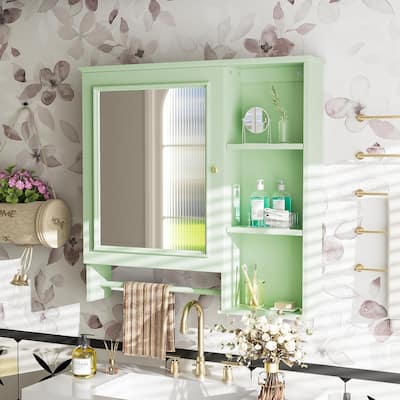 Wall-Mounted Bathroom Storage Cabinet with Large Mirror Door