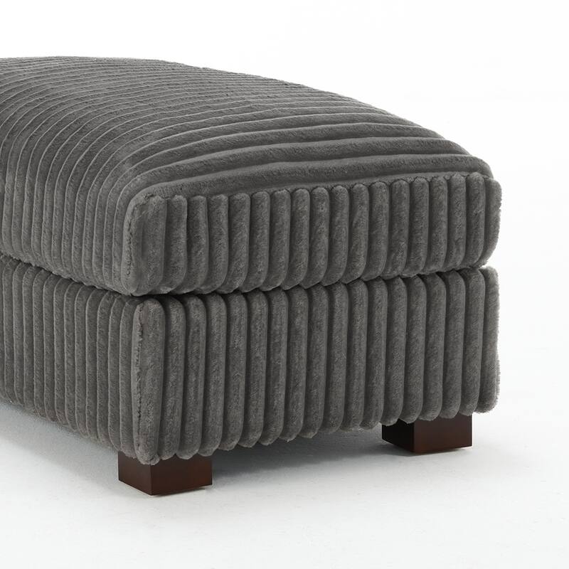 40" W Oversized Rectangle Plush Corduroy Ottoman