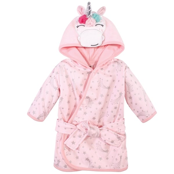 slide 1 of 1, Hudson Baby Infant Girl Cotton Rich Bathrobe, Pink Unicorn, 0-9M - Pink Unicorn - 0-9 Months 0-9 Months - Pink Unicorn