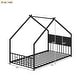 preview thumbnail 7 of 46, House Bed with Roof and Colorful Lights, House-shaped Frame Floor Bed with House Roof Frame, Metal Bed Frame with Slats and Legs