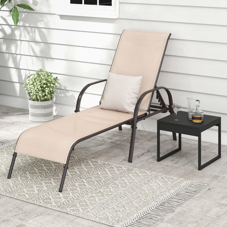 Adjustable Patio Chaise Folding Lounge Chair with Backrest - 75.5" x 26" x 24.5" (L x W x H)