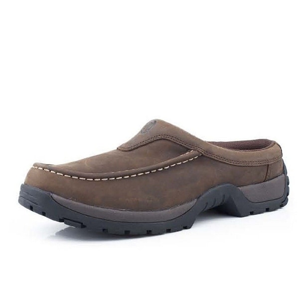 mens open back shoes leather