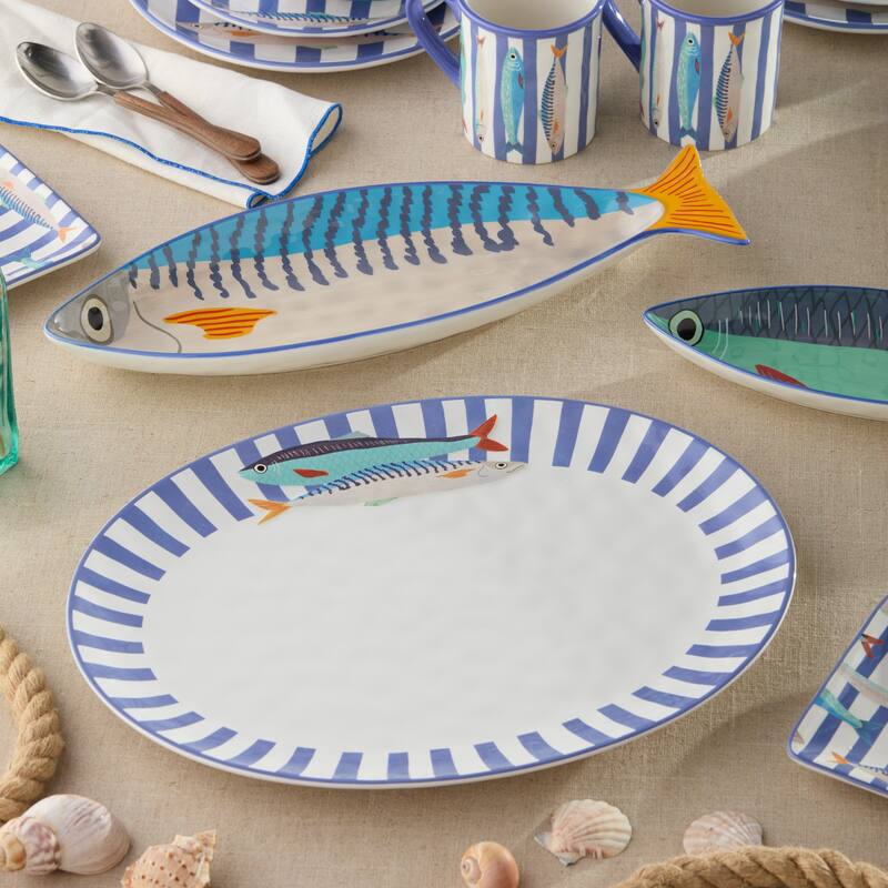Certified International Something Fishy Oval Platter 16" x 12" - 16.00"L x 12.00"W x 1.25"H