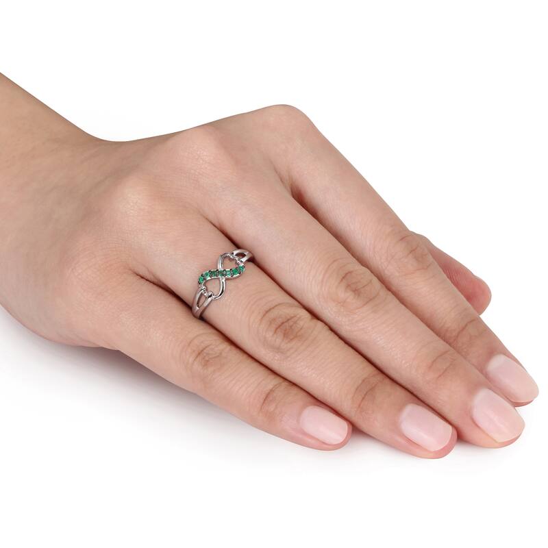 Miadora Sterling Silver Emerald Infinity Promise Ring