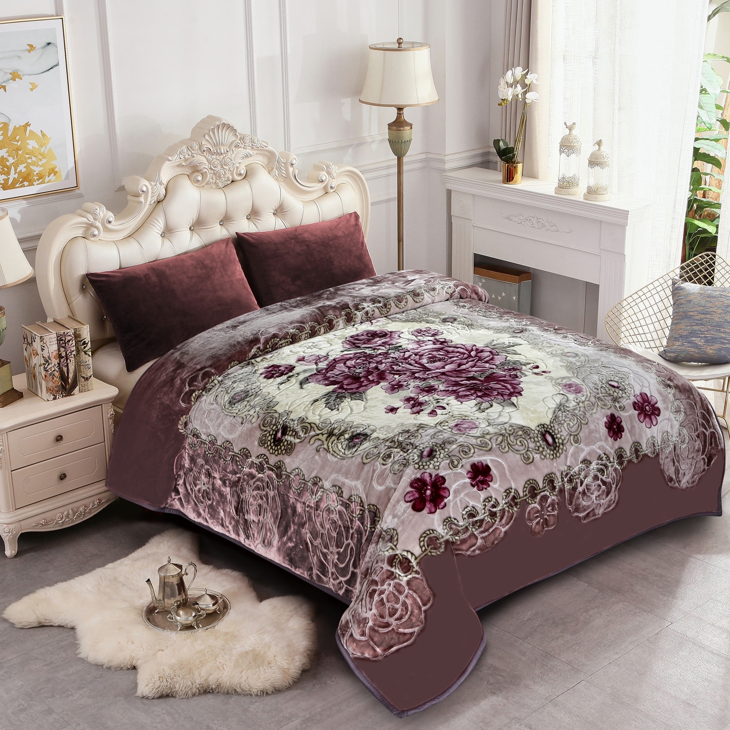Heavy Crafted Thick Floral 9 pound Winter Fleece Blanket 85 x95 Bed Bath Beyond 32355550