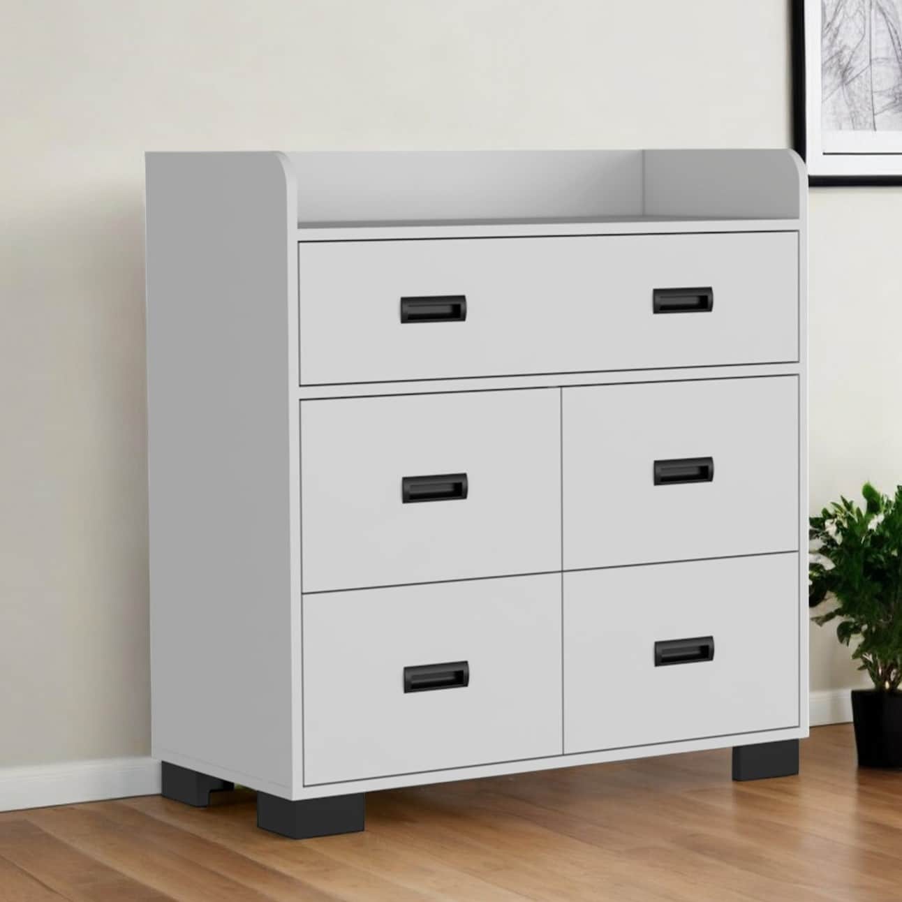HomeRoots 33" White Five Drawer Dresser