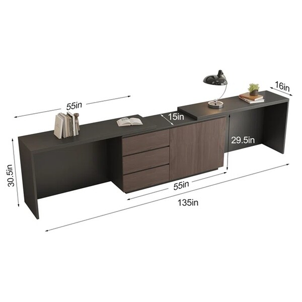 135'' Modern Home Office Expandable Dresser Desk - On Sale