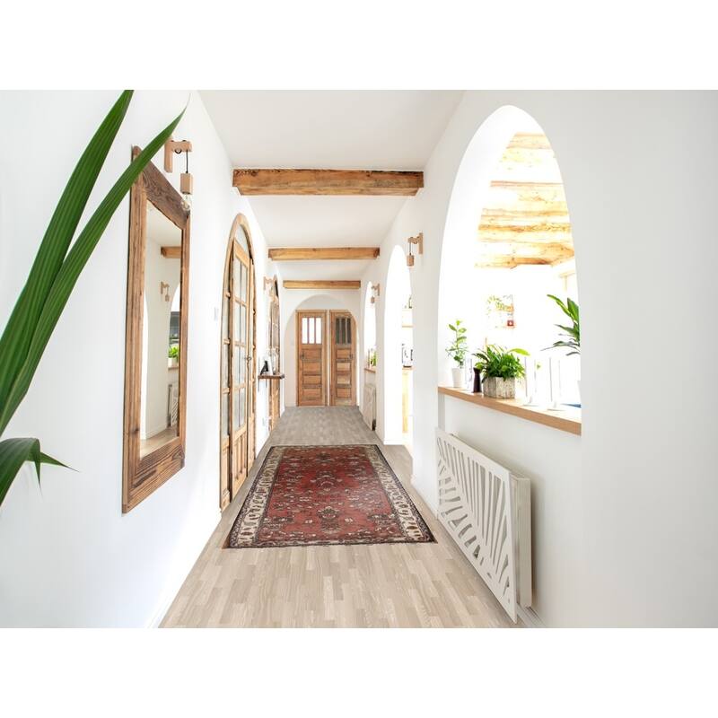 Hand Knotted Oriental 100% Wool Carpet Traditional Geometric Red Hamedan Runner Rug - 10' 2'' X 3' 2''