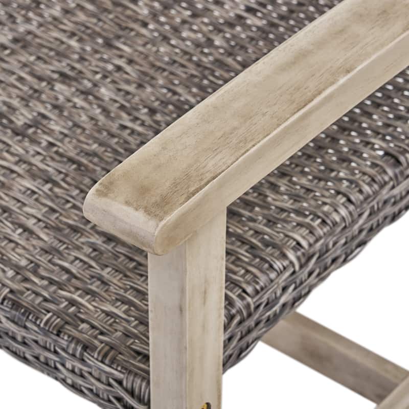 Outdoor Acacia Wood Loveseat Sofa Rattan Wicker 2 Seater Sofa Couch