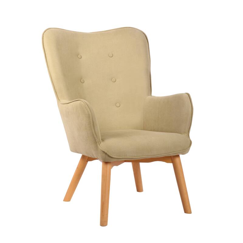 Porthos Home Panya Fabric Accent Chair with Pillow, Rubberwood Legs