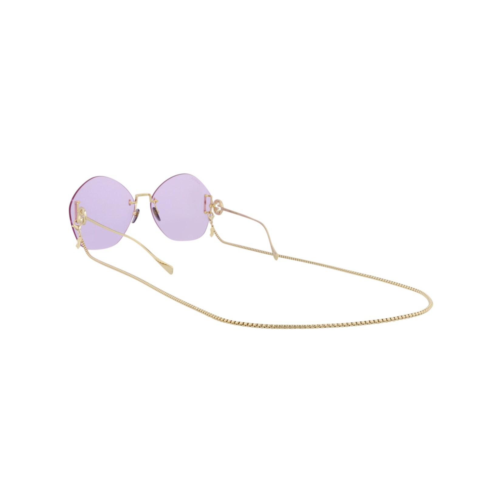 NEW GUCCI women\'s round-frame metal sunglasses in purple Gucci Womens Round/Oval Gold Gold Violet Fashion Designer  main image 2