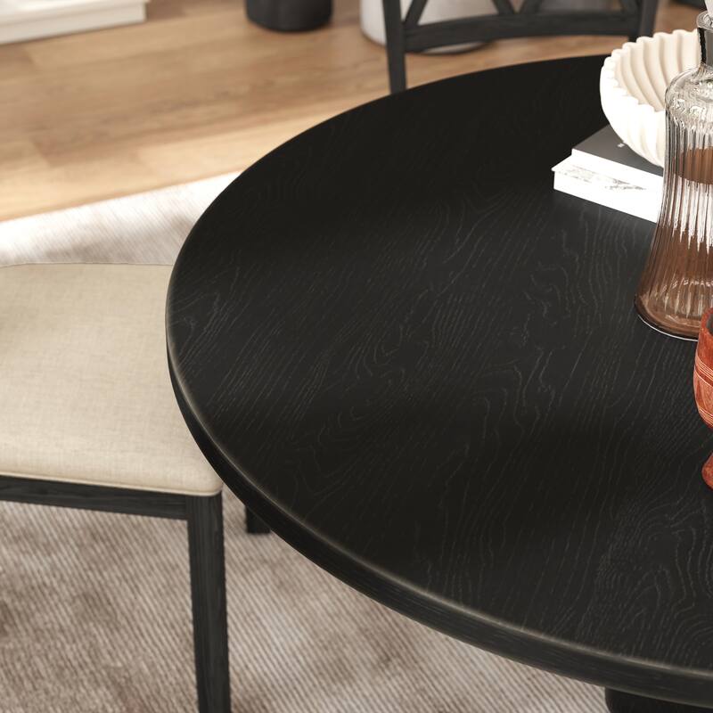 Roundhill Furniture Havre 5-Piece Pedestal Round Dining Set