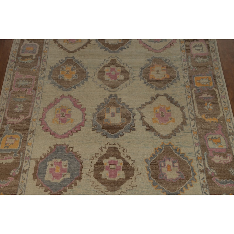 Hand Knotted Oriental 100% Wool Carpet Transitional All-Over Beige & Ivories Oushak Area Rug - 11' 11'' X 8' 8''
