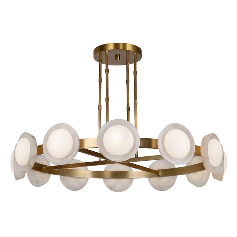 Alora Lighting CH320050 Alonso 51" Wide LED Ring Chandelier - Vintage Brass / Alabaster