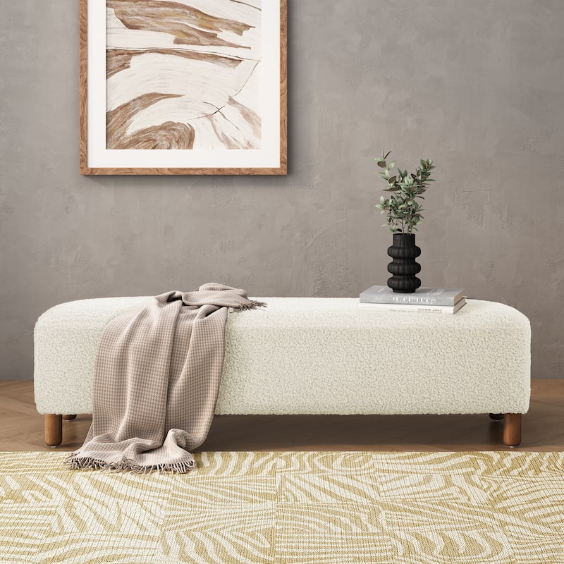 Comfortable Upholstered Ottoman,Bedroom End Bench,White
