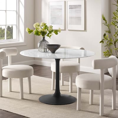 47" Round Artificial Marble Dining Table
