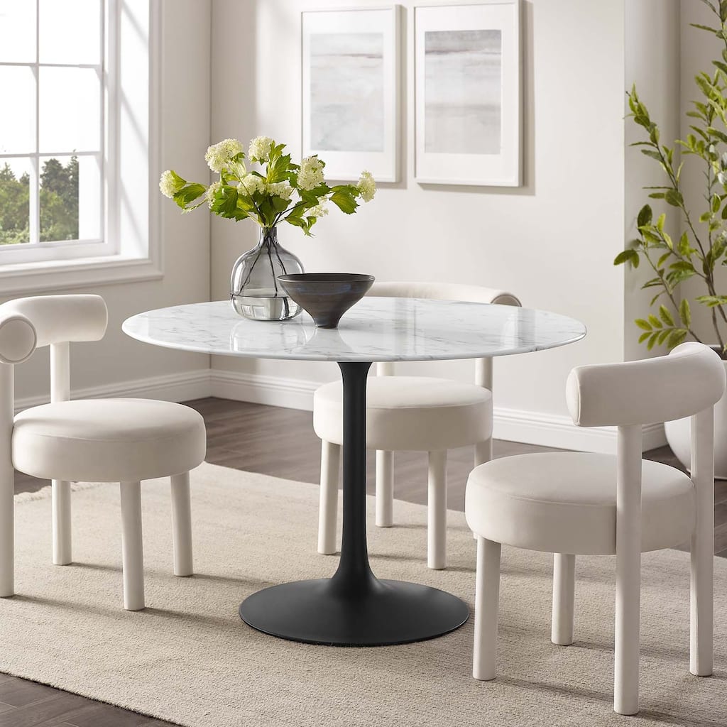 47" Round Artificial Marble Dining Table