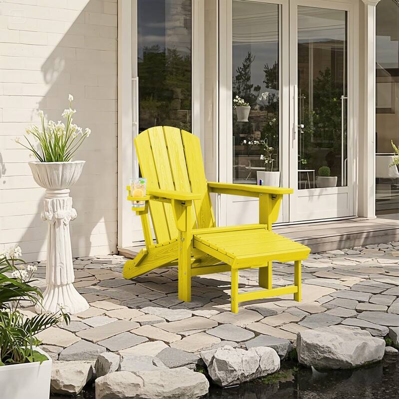Folding Outdoor Chair with 3-Position Reclining Backrest & Telescoping Footrest