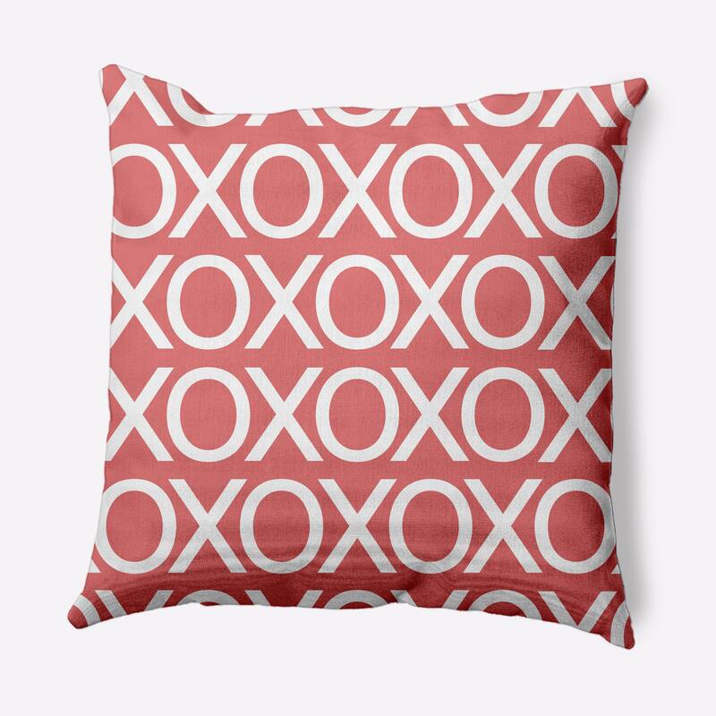 Hugs and Kisses Valentines Decorative Throw Pillow - 18" x 18" - Coral