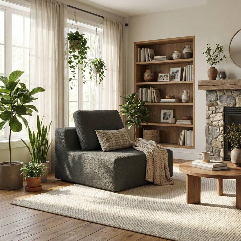 HOMYLIN Modular Floor Sofa, Foam Lounge Seat with Free Combination - Grey