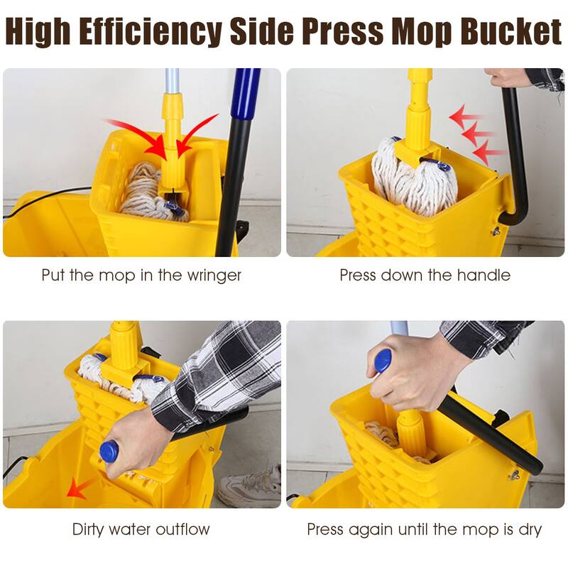 Costway Commercial Mop Bucket Side Press Wringer on Wheels 21 Quart
