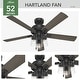preview thumbnail 9 of 18, Hunter 52" Hartland Ceiling Fan with 3-Light LED Light and Pull Chains - Farmhouse, Transitional