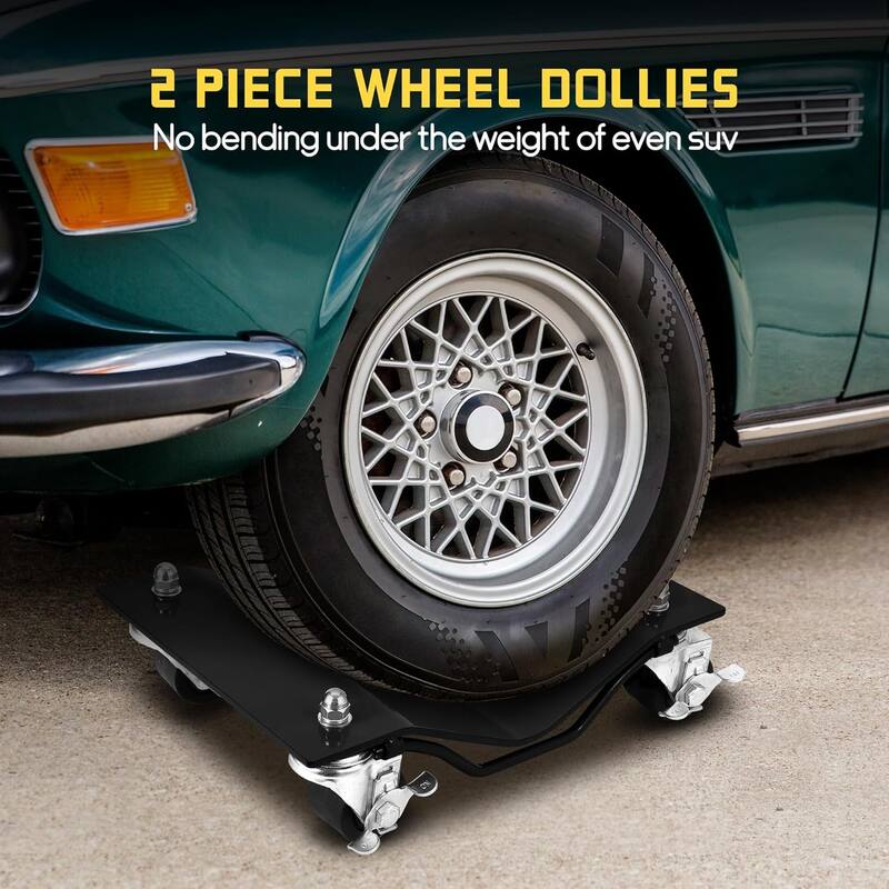 Heavy Duty Vehicle Wheel Dollies for Moving Cars, Trucks, SUVs - 2Pcs Black 2500lbs