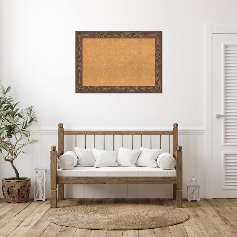 Bridge Wood Framed Natural Corkboard Bulletin Board