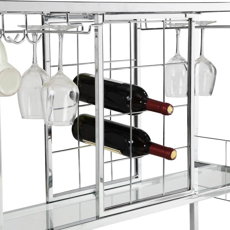 3Tier Bar Cart Wine Rack Buffet Server with Glass Holder Bed Bath