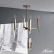 preview thumbnail 1 of 9, Hunter Sunjai 4-Light Pendant - Entry, Bedroom, Kitchen - Candle, Geometric, Glam, Contemporary Alturas Gold