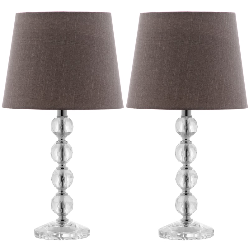 SAFAVIEH Lighting Denita 16-inch Grey Shade Stacked Crystal Ball Table Lamp (Set of 2) - 9"x9"x16" - 9Wx9Dx16H