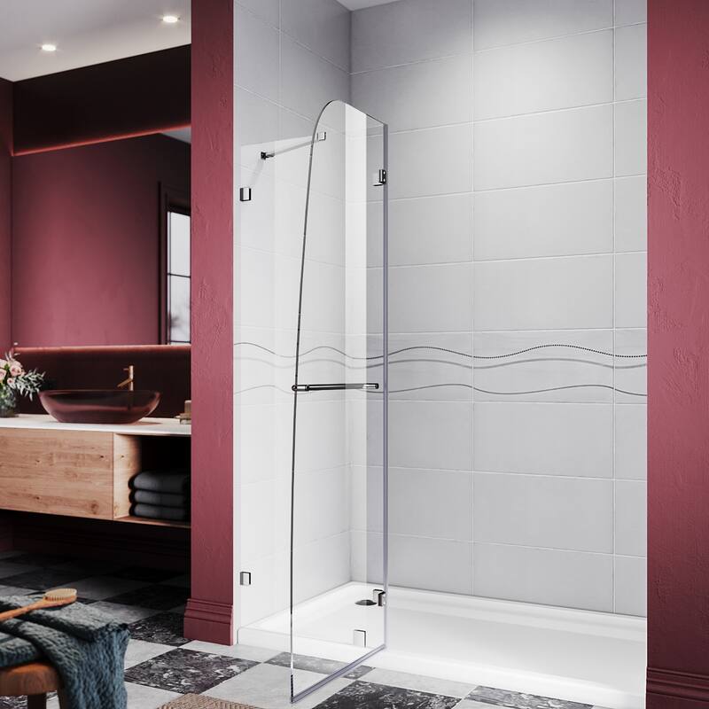 Elegant 45" x 72" Frameless Hinged Fixed Bathtub Glass Panel 1/4" Clear Tempered Glass Door Shower Doors for Bathtub - 45" x 72