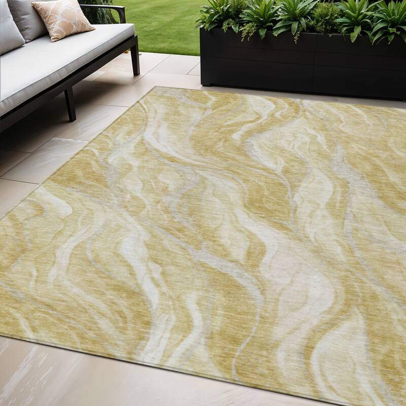 HomeRoots Abstract Transitional Rectangle Outdoor Rug - 5' X 8'