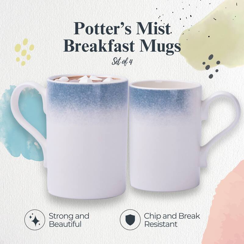 Portmeirion Set of 4 Potters Mist Breakfast Mugs