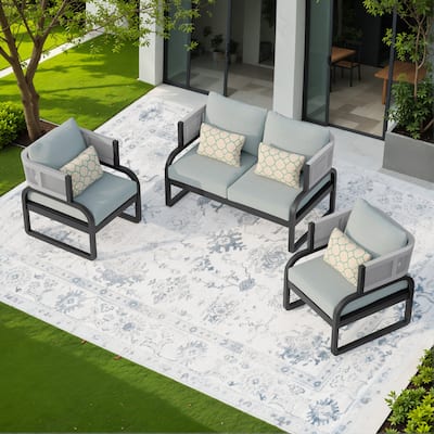 Corvus Rocio 3-piece Outdoor Acacia Conversation Set with Sunbrella Pillows