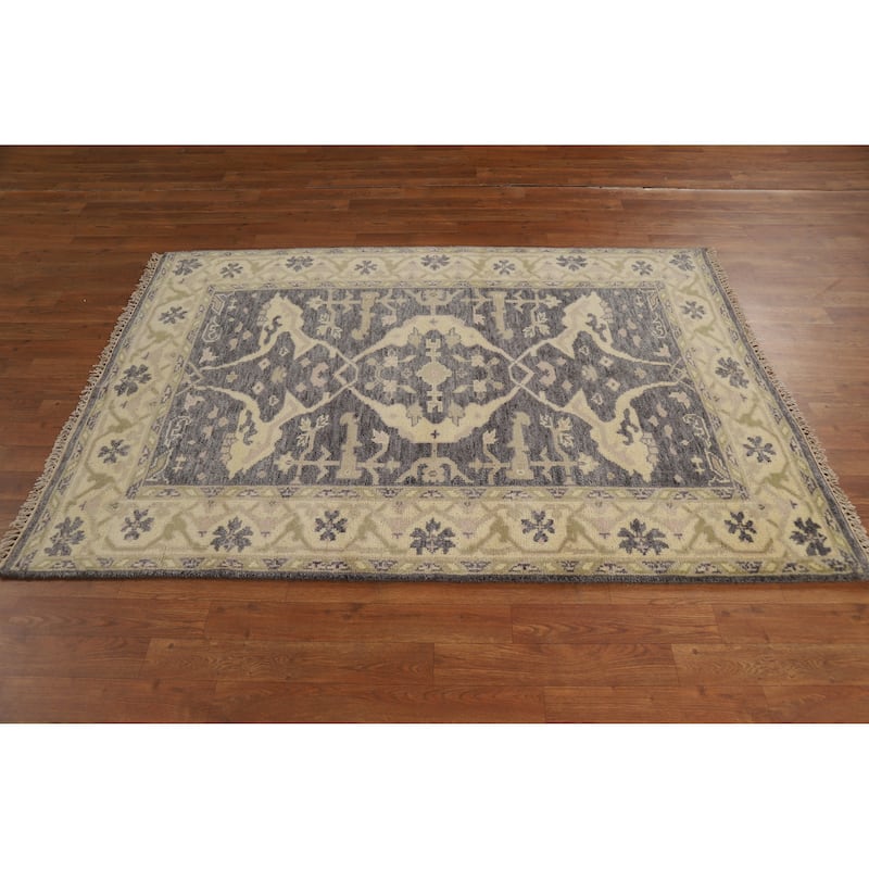 Gray Oushak Oriental Accent Rug Hand-Knotted Wool Carpet - 4'2"x 5'10"