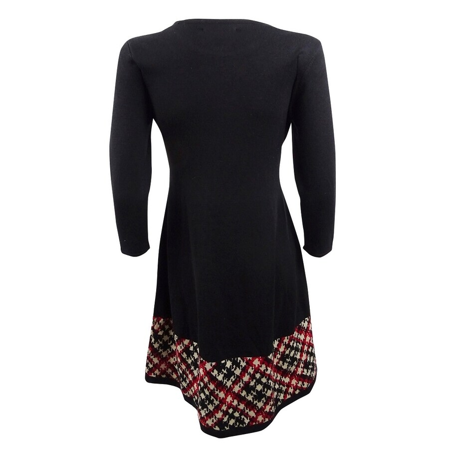 red and black plaid sweater dress