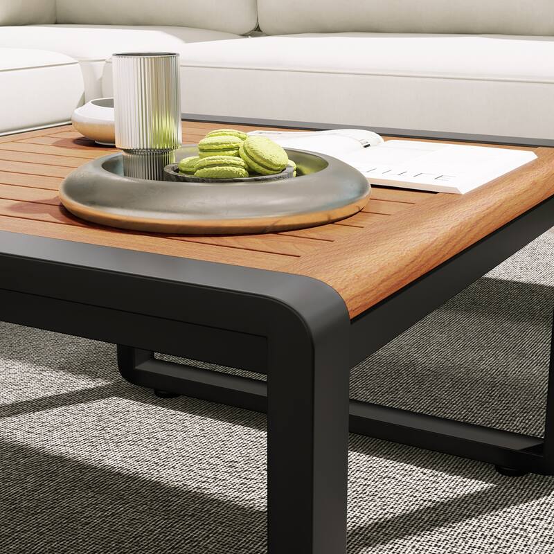 4-Pieces Patio L-shaped Conservation Sofa Set with Coffee Tables