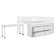 preview thumbnail 95 of 144, Twin/Full Size Low Loft Bed with Retractable Writing Desk and 4 Drawers, Wooden Loft Bedframe w/ Lateral Portable Desk & Shelves
