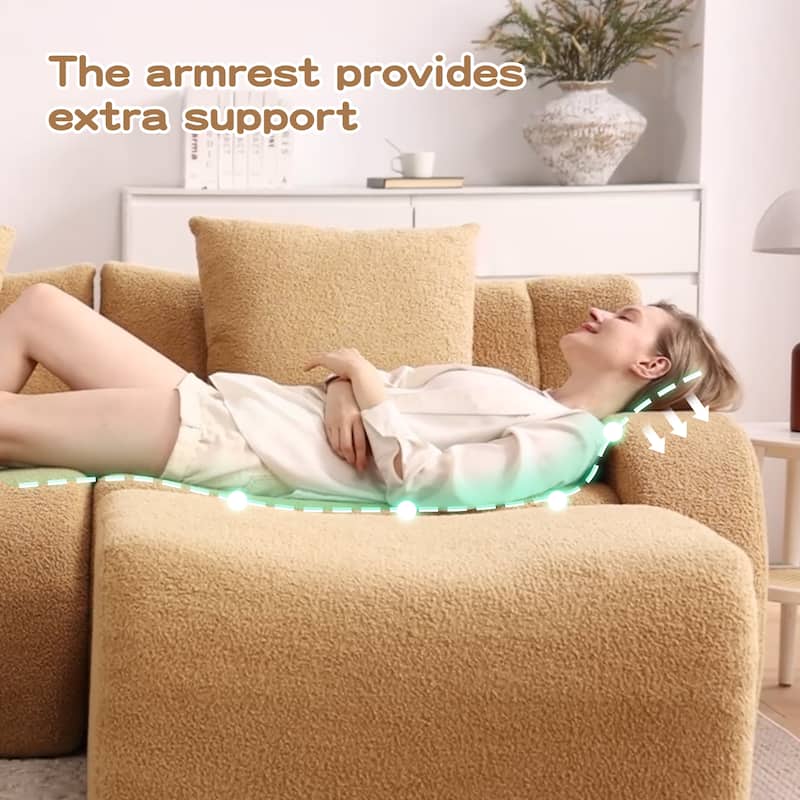 GDF Studio - Fairford 3-Seat Modular Sofa With Curved Armrests & Non-Slip Base