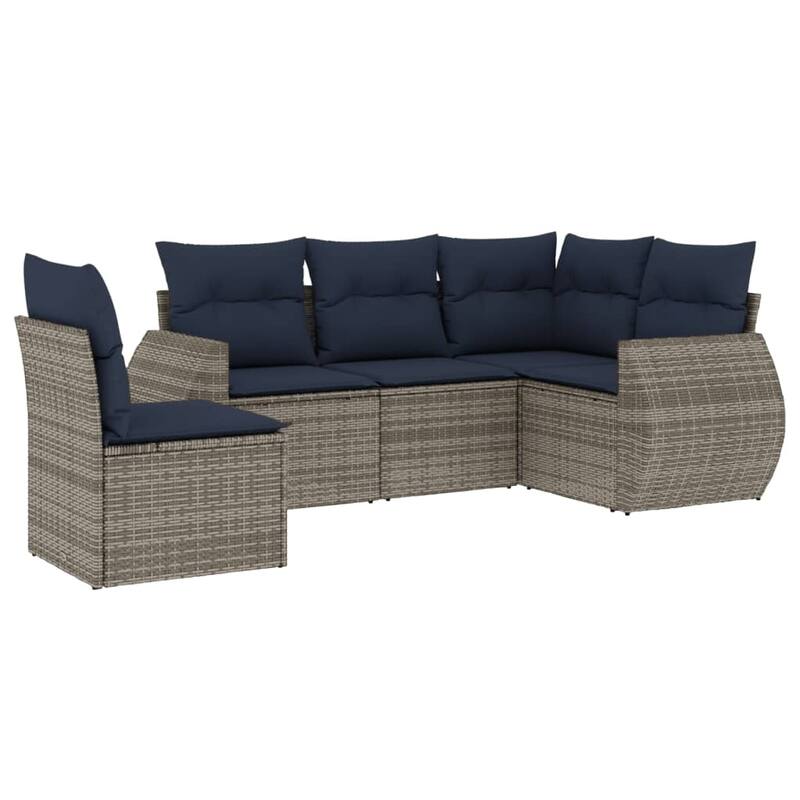 vidaXL Patio Sofa Set with Cushions Outdoor Conversation Furniture Poly Rattan - 24.4 x 24.4 x 27.2