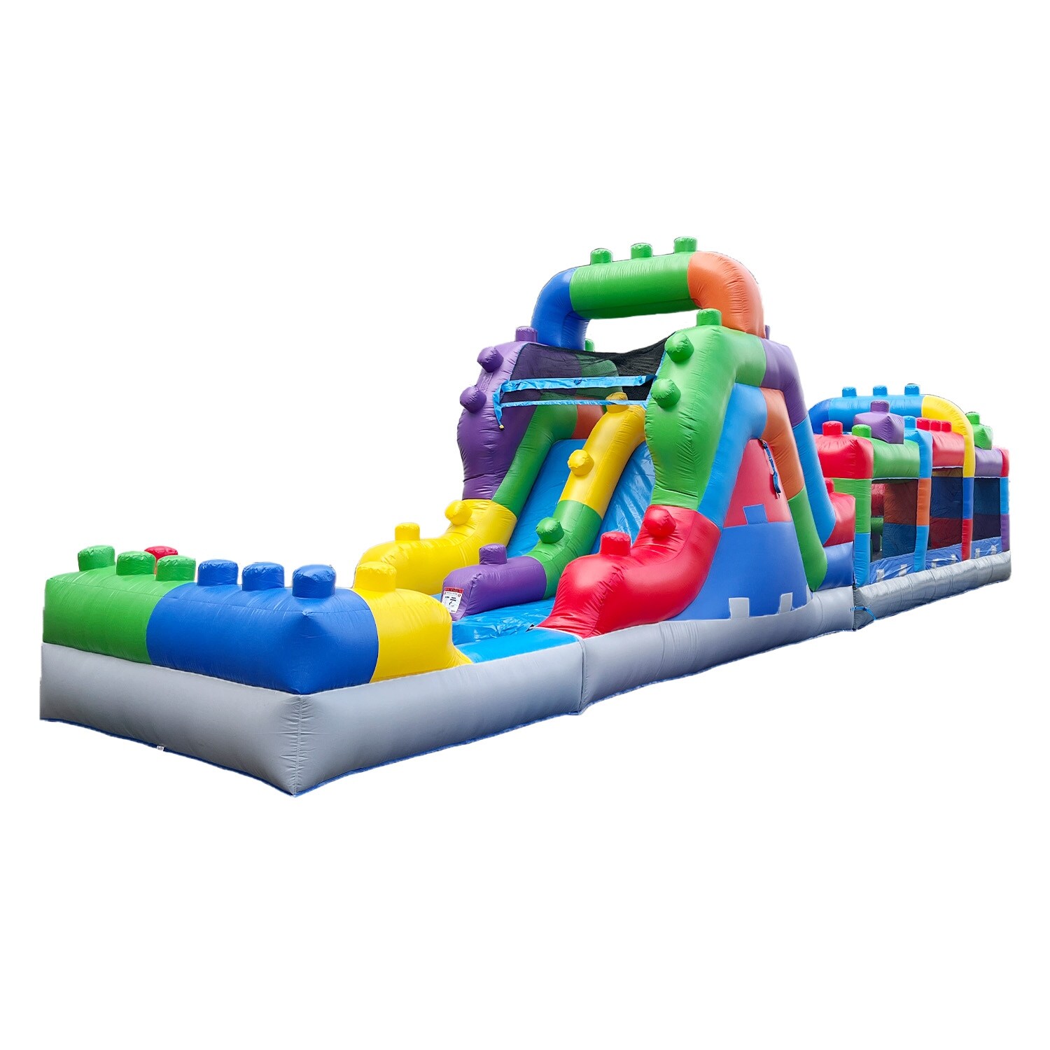 HeroKiddo 42' Block Party Inflatable Obstacle Course Water Slide