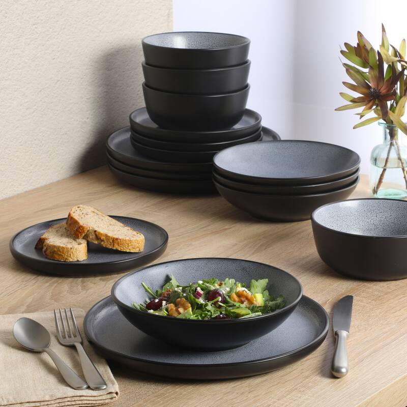 Gibson Elite Tribeca Loft 16-Piece Dinnerware Set - Modern Rustic Tableware for 4, Dishwasher & Microwave Safe
